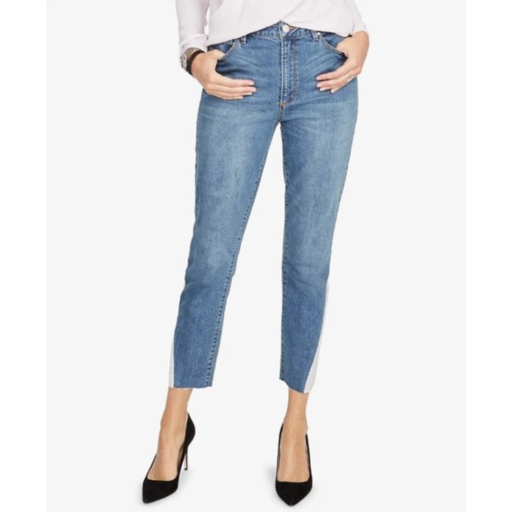 NWT Womens Size 24 Rachel Roy Blue High Rise Sequin Embellished Ankle Jeans